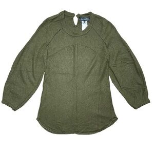 Isabel Marant Sweater Small Puffed Sleeve Pullover Alpaca Wool Dark Green